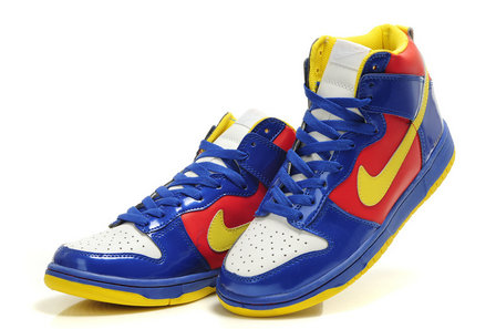 nike shoes blue red and yellow